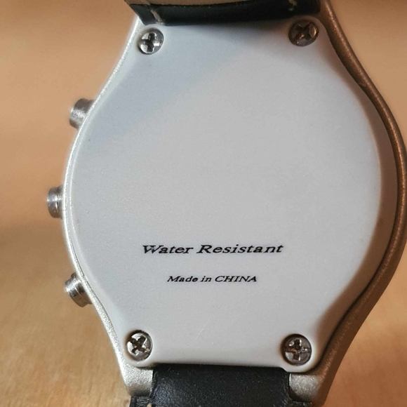 On Time Silver/White Leather Women's Atomic Watch - Picture 4 of 4